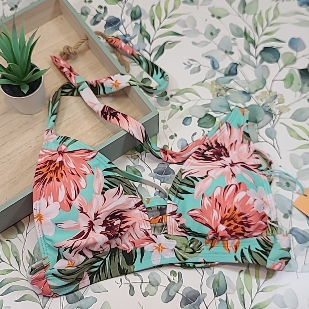Kona Sol floral bikini top